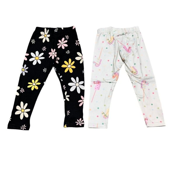 Dot Dot Smile Toddler Girls Size 2T  Black Daisy & Hobby Horse‎ ~ 2-Pair Lot NWT - Picture 2 of 3